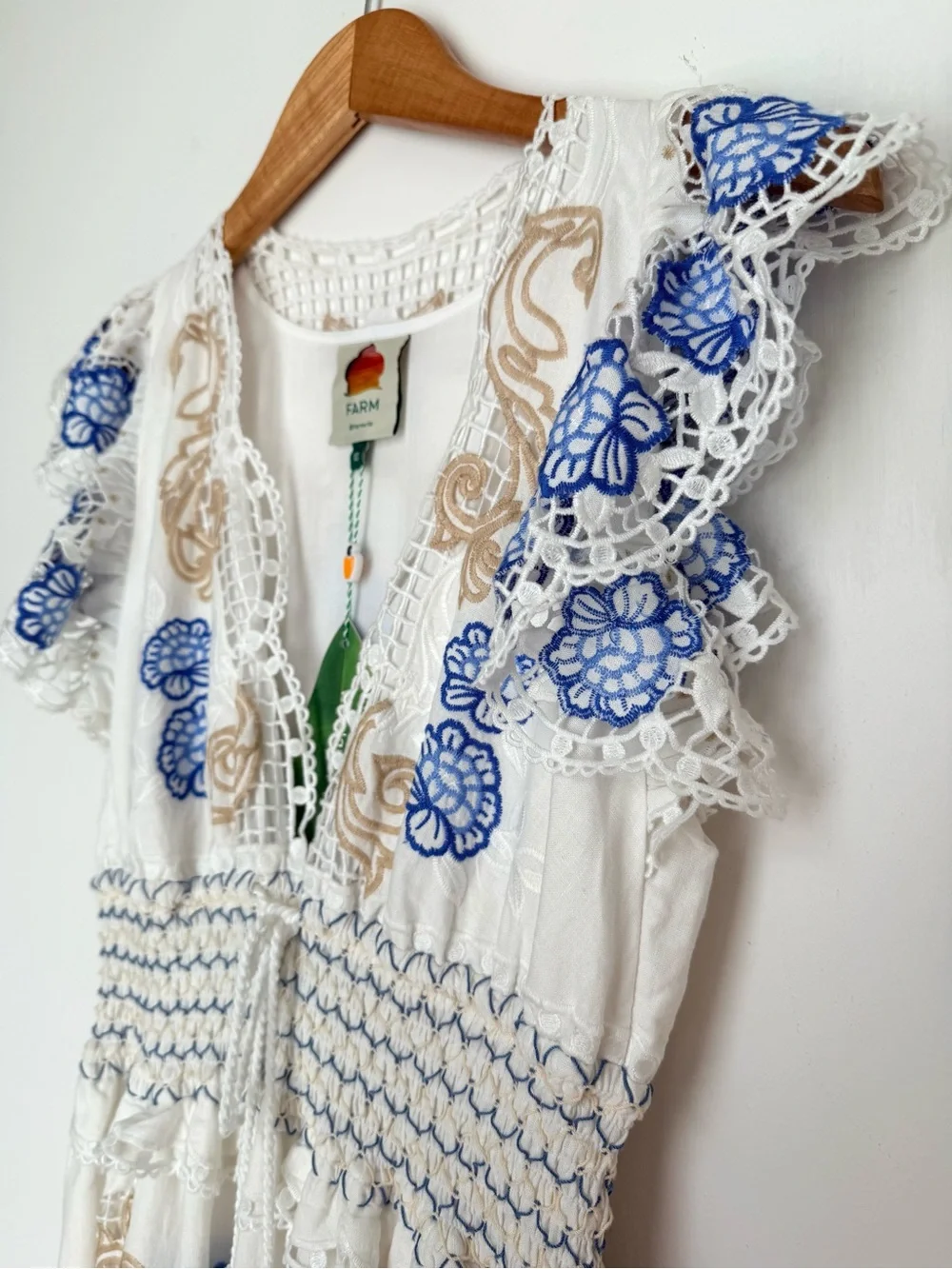 FARM Rio Romantic Richelieu Lace & Embroidery Maxi Dress, NWT π§π· - Picture 9 of 16